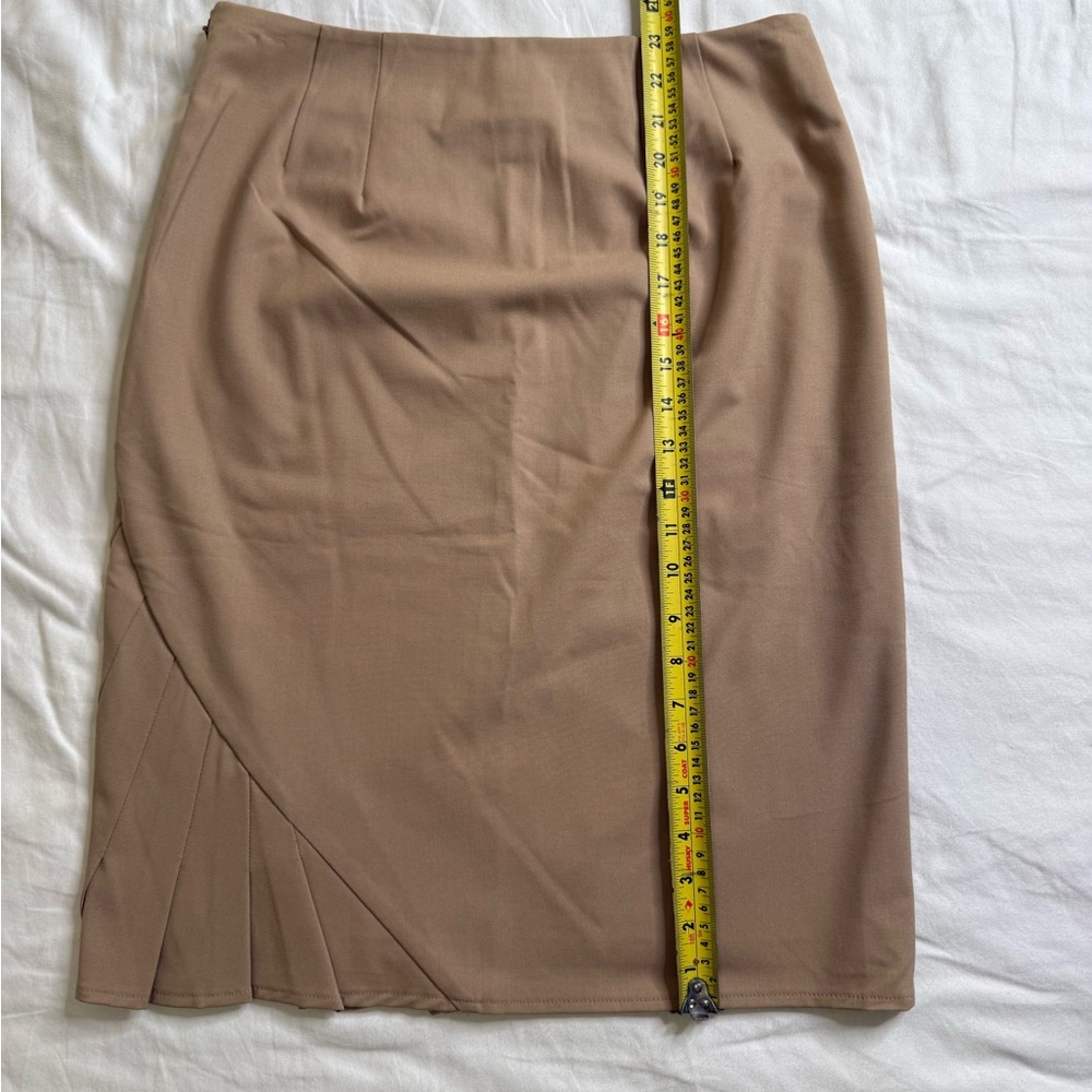 The Limited Stretch Camel Pencil Skirt Asymmetrical Pleat Front Lined Workwear 4 - Picture 11 of 13